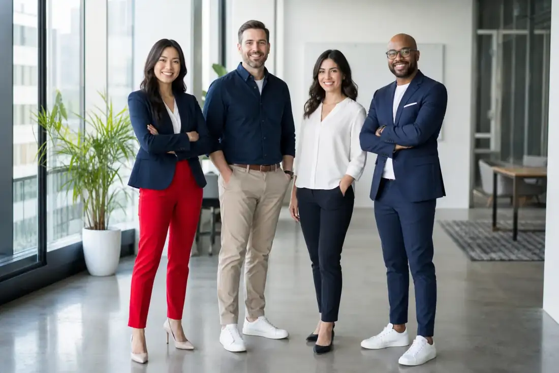 Hookhaus team standing together in the office